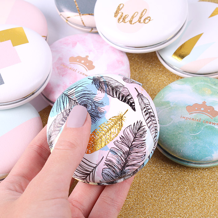 Зеркало складное круглое d-7см двойное на магните ассорти Зеркало складное круглое d-7см двойное на магните ассорти