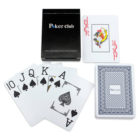 Карты игральные пластиковые "Poker club", 54 шт., 8,7х6,3 см, 25 мкм, Карты игральные пластиковые "Poker club", 54 шт., 8,7х6,3 см, 25 мкм,