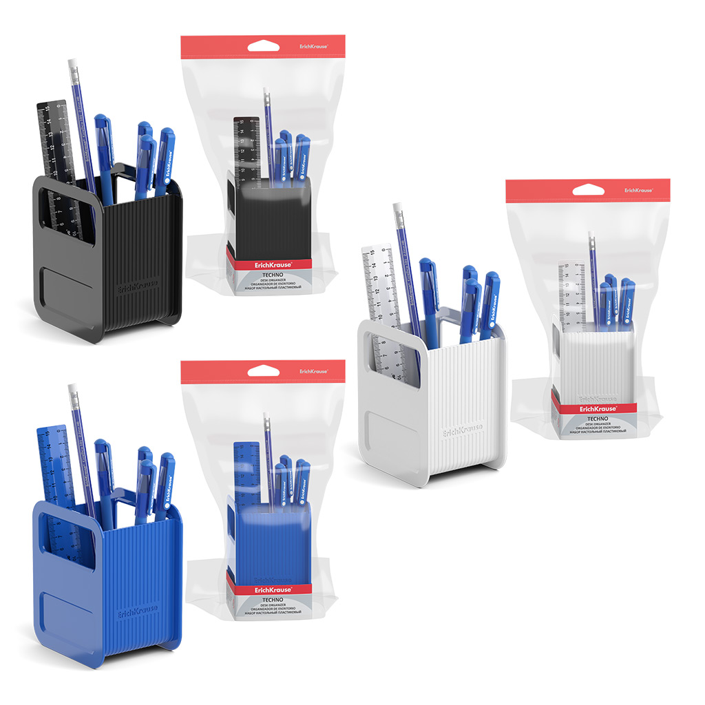 Набор настольный пластиковый ErichKrause® Techno, Classic, ассорти из 3 цветов Набор настольный пластиковый ErichKrause® Techno, Classic, ассорти из 3 цветов