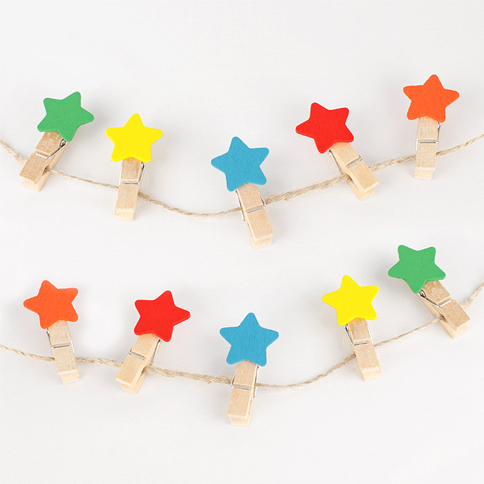 Прищепки декоративные деревянные 10шт/уп "Звездочка" (набор)