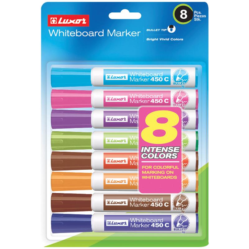 Набор маркеров для белых досок Luxor "450C" 8цв., пулевидный, 2мм, Набор маркеров для белых досок Luxor "450C" 8цв., пулевидный, 2мм,