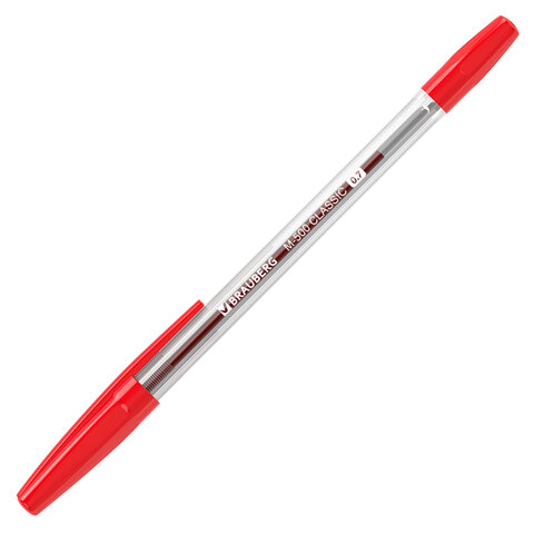 Ручка шариковая BRAUBERG "M-500 CLASSIC", КРАСНАЯ, корпус прозрачный, Ручка шариковая BRAUBERG "M-500 CLASSIC", КРАСНАЯ, корпус прозрачный,