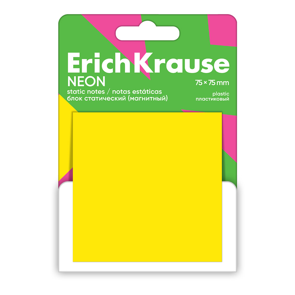 Блок статический (магнитный) ErichKrause Neon, 75х75, 50 листов, желтый Блок статический (магнитный) ErichKrause Neon, 75х75, 50 листов, желтый