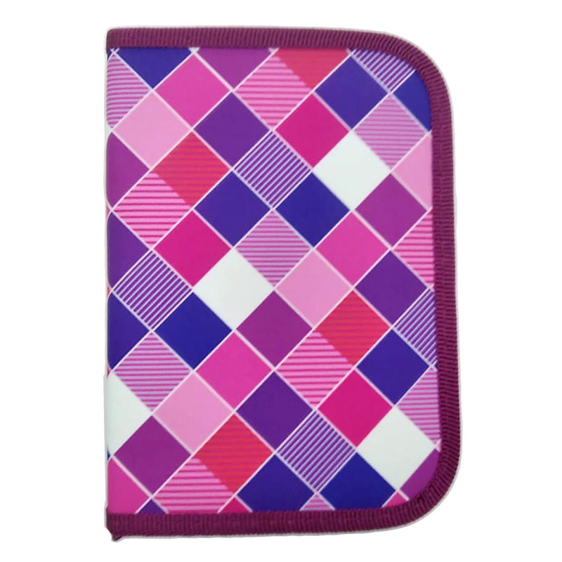 Пенал Клеткая розовая 1 отд., ткань, 190х130 мм, ПКТ 04-20 Пенал Клеткая розовая 1 отд., ткань, 190х130 мм, ПКТ 04-20