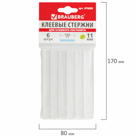 Клеевые стержни, диаметр 11 мм, длина 100 мм, прозрачные, комплект 6 штук, Клеевые стержни, диаметр 11 мм, длина 100 мм, прозрачные, комплект 6 штук,
