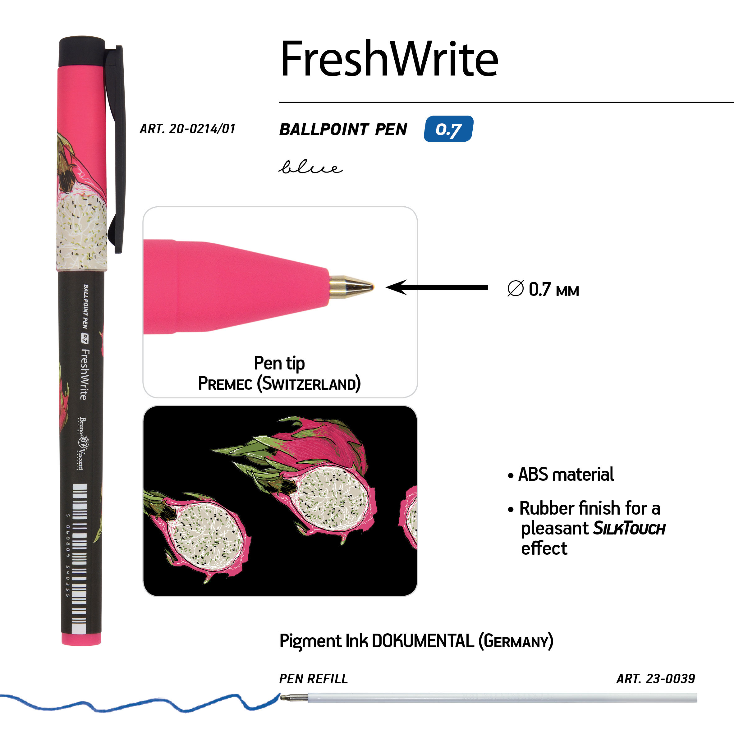 РУЧКА "FreshWrite. Fresh & fruity. Питахайя" ШАРИКОВАЯ 0.7 ММ,