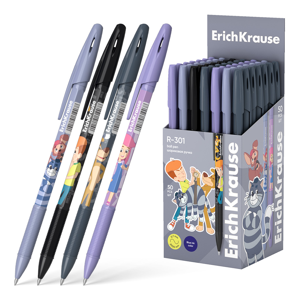 Ручка шариковая ErichKrause R-301 Stick&Grip Простоквашино 0.7, цвет чернил Ручка шариковая ErichKrause R-301 Stick&Grip Простоквашино 0.7, цвет чернил
