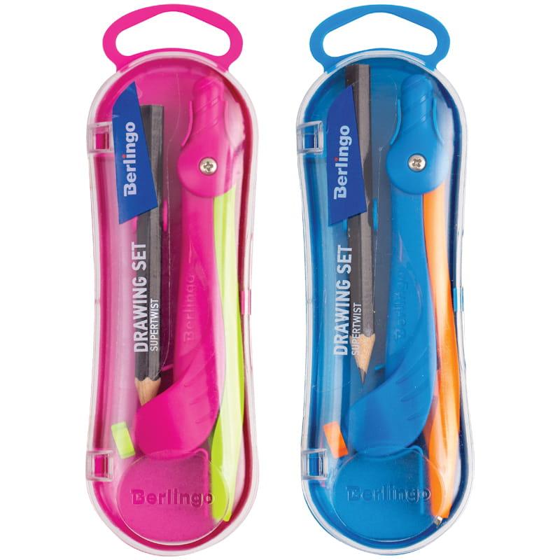 Готовальня Berlingo "Supertwist", 2 предмета, пластиковый циркуль Готовальня Berlingo "Supertwist", 2 предмета, пластиковый циркуль