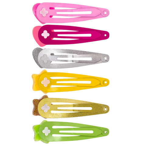 Заколки для волос НАБОР 6 шт., 5 см, клик-клак, с декоративными элементами, Заколки для волос НАБОР 6 шт., 5 см, клик-клак, с декоративными элементами,