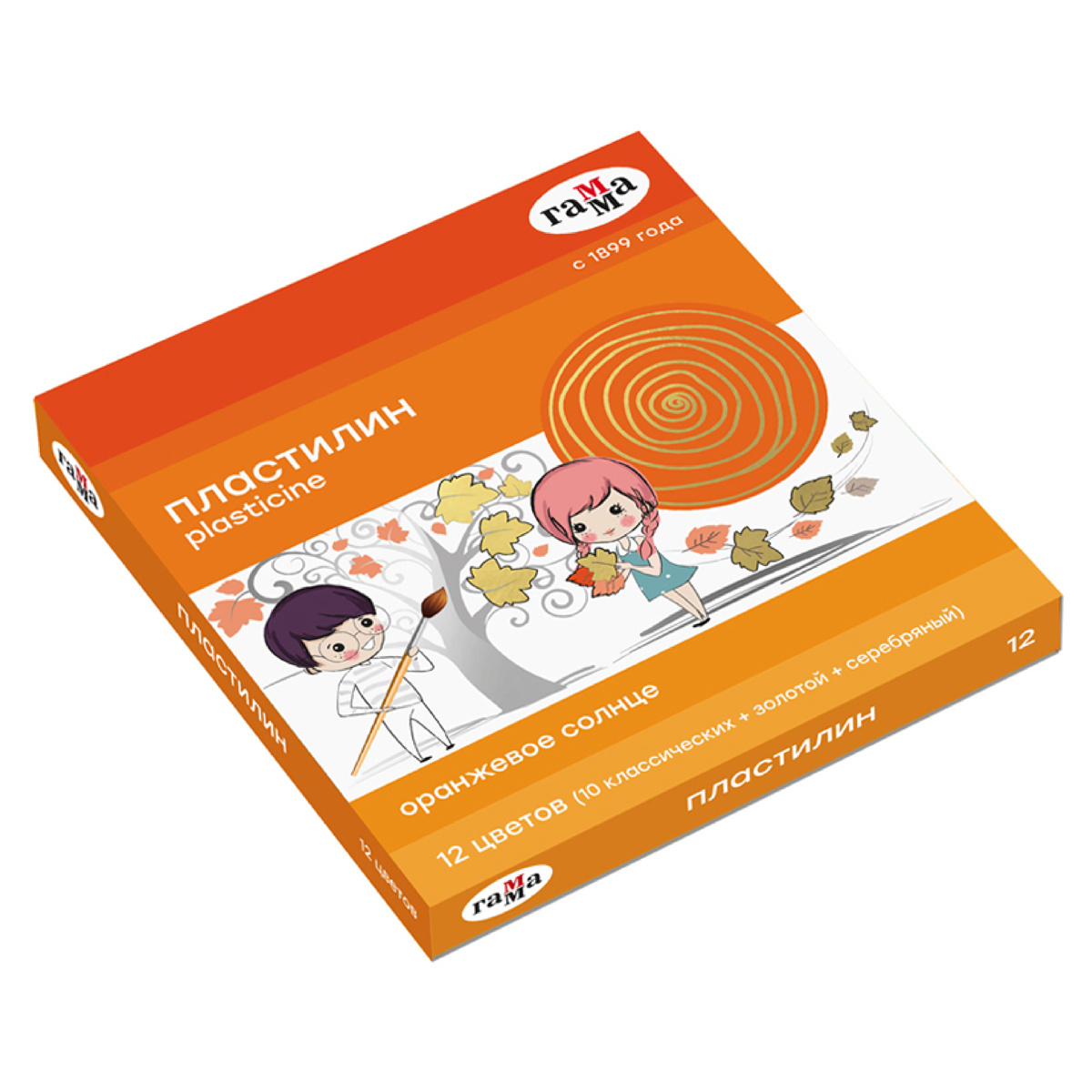 Пластилин Гамма "Оранжевое солнце", 12 цв. (10 классич., золотой, Пластилин Гамма "Оранжевое солнце", 12 цв. (10 классич., золотой,