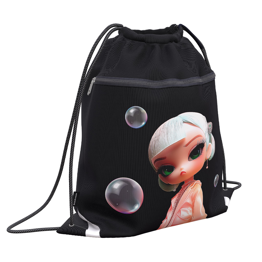 Мешок для обуви ErichKrause с карманом на молнии 500x410мм Bubble Girl Мешок для обуви ErichKrause с карманом на молнии 500x410мм Bubble Girl