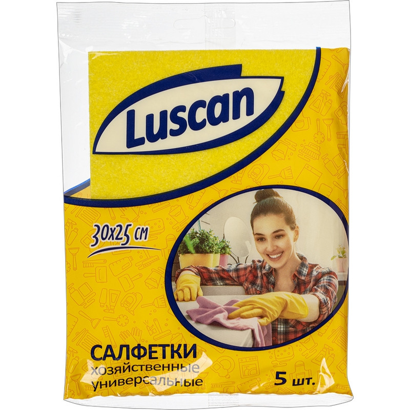 Салфетки хозяйственные Luscan универсальн вискоза 60-70г/м2 30х25 см 5шт/уп Салфетки хозяйственные Luscan универсальн вискоза 60-70г/м2 30х25 см 5шт/уп