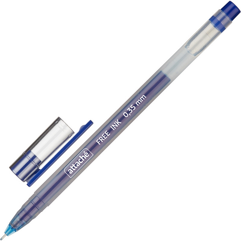 Ручка гелевая Attache Free ink, 0,35мм, синий, неавт, б/манж. Ручка гелевая Attache Free ink, 0,35мм, синий, неавт, б/манж.