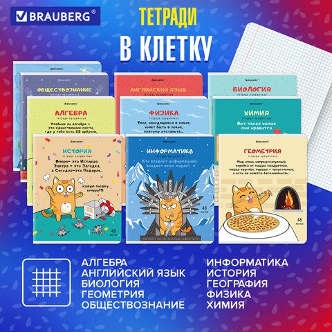Тетради предметные, КОМПЛЕКТ 12 ПРЕДМЕТОВ, "КОТ-ЭНТУЗИАСТ", 48 л., Тетради предметные, КОМПЛЕКТ 12 ПРЕДМЕТОВ, "КОТ-ЭНТУЗИАСТ", 48 л.,