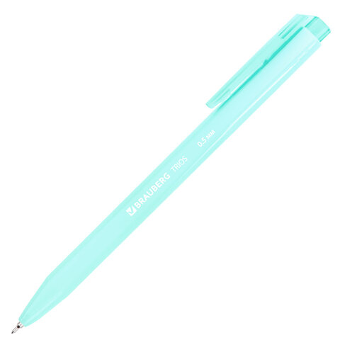 Ручка шариковая автоматическая BRAUBERG "TRIOS PASTEL COLOR", СИНЯЯ,