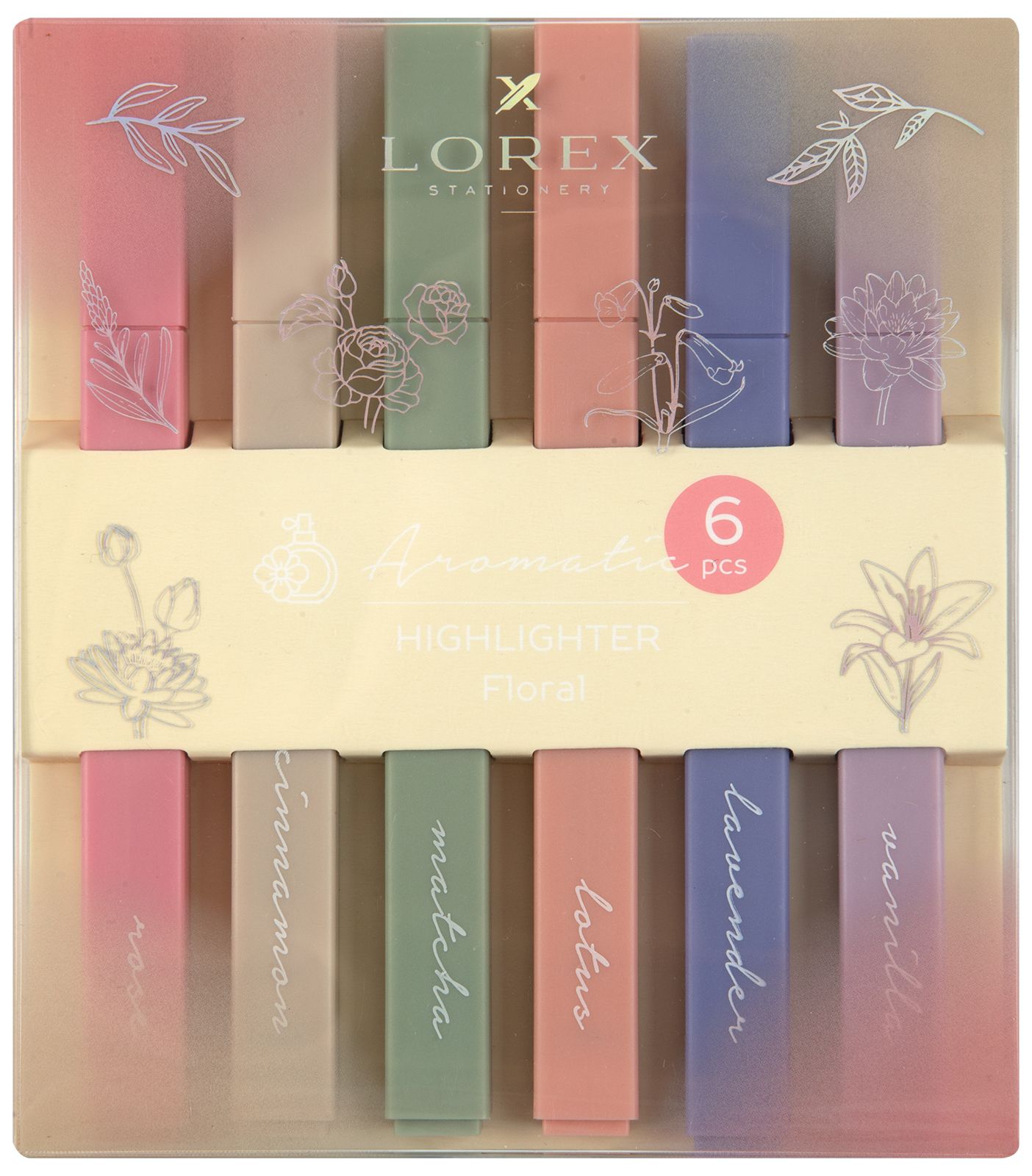 Набор текстовыделителей LOREX Aromatic FLORAL 1-4 мм ассорти пастель скошенный 6 Набор текстовыделителей LOREX Aromatic FLORAL 1-4 мм ассорти пастель скошенный 6