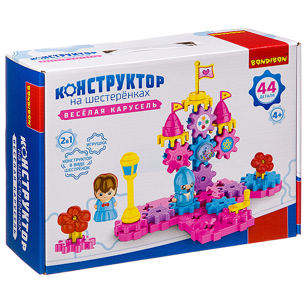 Bondibon Конструктор на шестеренках «ВЕСЕЛАЯ КАРУСЕЛЬ» 44 детали Bondibon Конструктор на шестеренках «ВЕСЕЛАЯ КАРУСЕЛЬ» 44 детали