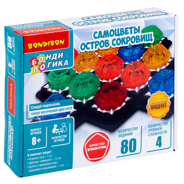 Игра настольная логическая БондиЛогика Bondibon "САМОЦВЕТЫ. ОСТРОВ Игра настольная логическая БондиЛогика Bondibon "САМОЦВЕТЫ. ОСТРОВ