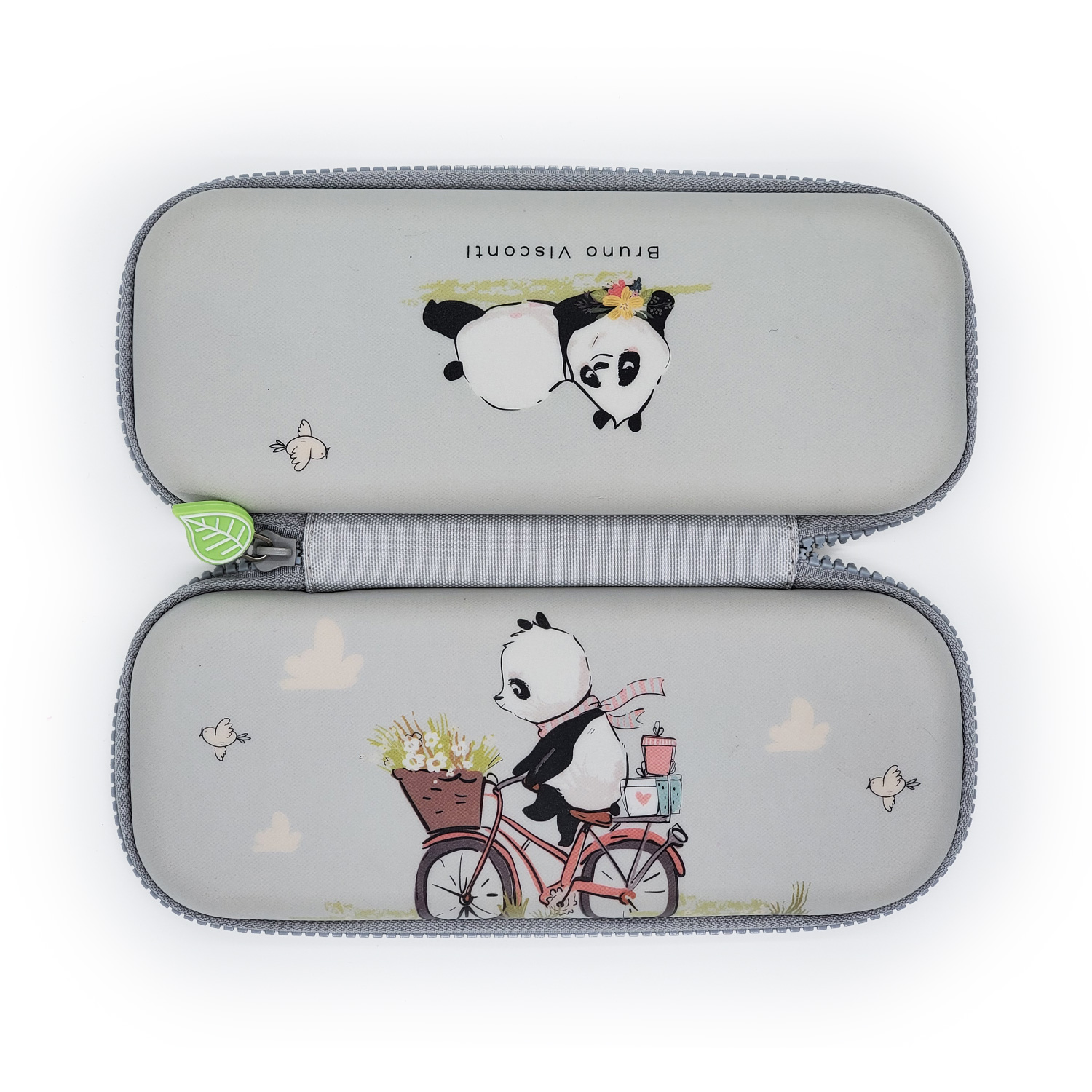 ПЕНАЛ НА МОЛНИИ "ПАНДА НА ВЕЛОСИПЕДЕ", ОДНО ОТДЕЛЕНИЕ, 220х95х50ММ