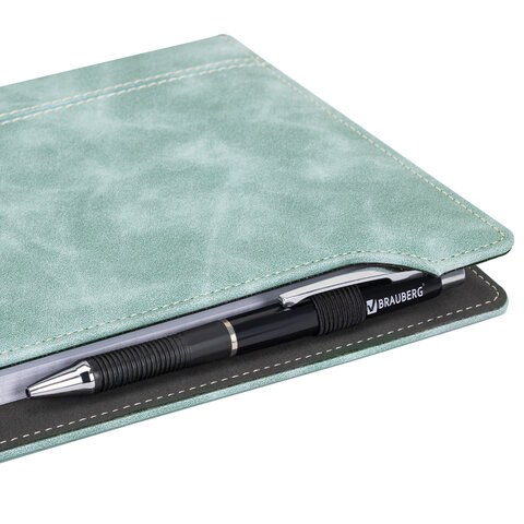 Блокнот А5 165x218 мм, BRAUBERG "Perfect", под кожу софт-тач,