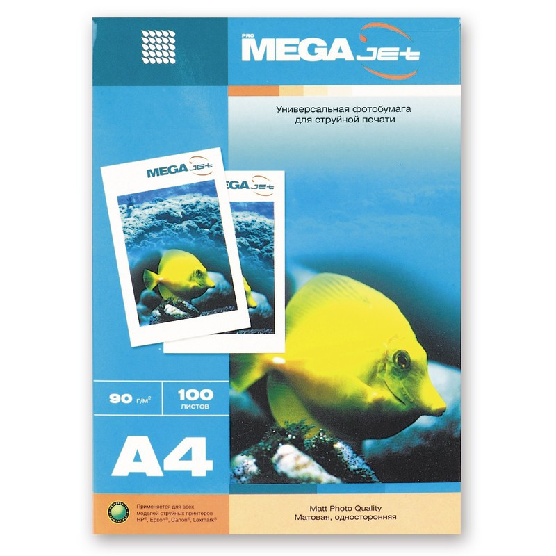 Бумага для цв.струй.печ. MEGAJET (А4,90г,матов.,пачка 100л) . штр. Бумага для цв.струй.печ. MEGAJET (А4,90г,матов.,пачка 100л) . штр.
