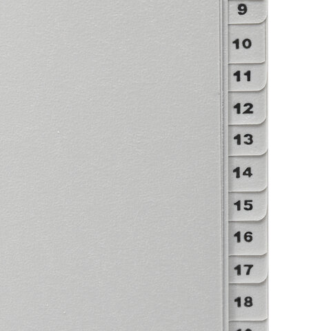 Разделитель пластиковый BRAUBERG, А4, 31 лист, цифровой 1-31, оглавление, серый,