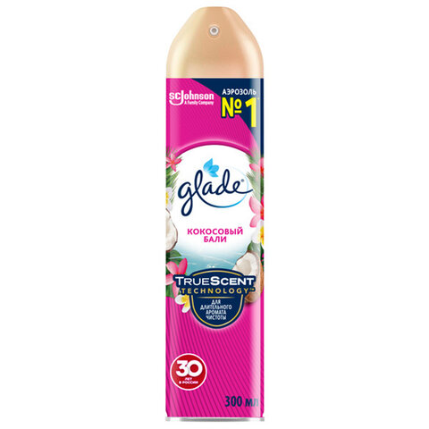Освежитель воздуха аэрозольный 300 мл, GLADE "Кокосовый Бали", 864981 Освежитель воздуха аэрозольный 300 мл, GLADE "Кокосовый Бали", 864981