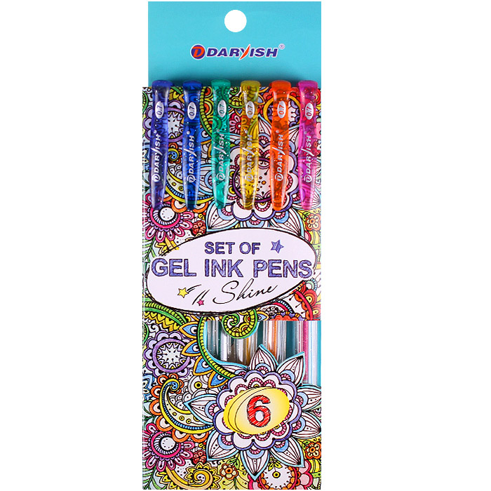 Набор ручек гелевых 6цв. "Darvish" с блеском Набор ручек гелевых 6цв. "Darvish" с блеском