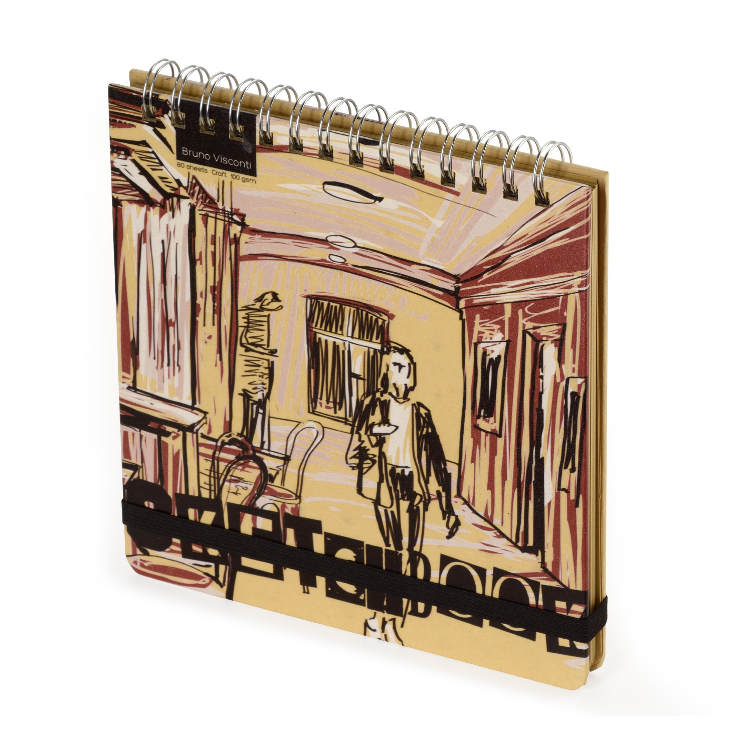 SKETCHBOOK BV, 200х200 мм, 80Л, КРАФТ 100 гр, НА ГРЕБНЕ (4 ВИДА)
