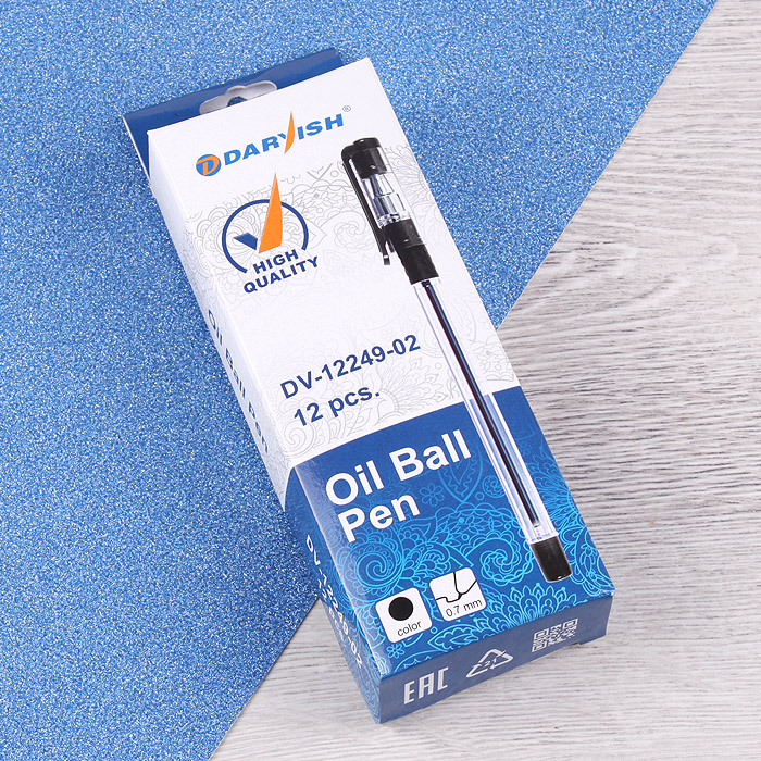 Ручка шариковая черная "Darvish" на масляной основе прозрачный корпус Ручка шариковая черная "Darvish" на масляной основе прозрачный корпус