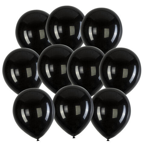 Шары воздушные 30 см, 100 штук, "ОДНОЦВЕТНЫЕ", чёрные, BRAUBERG KIDS,