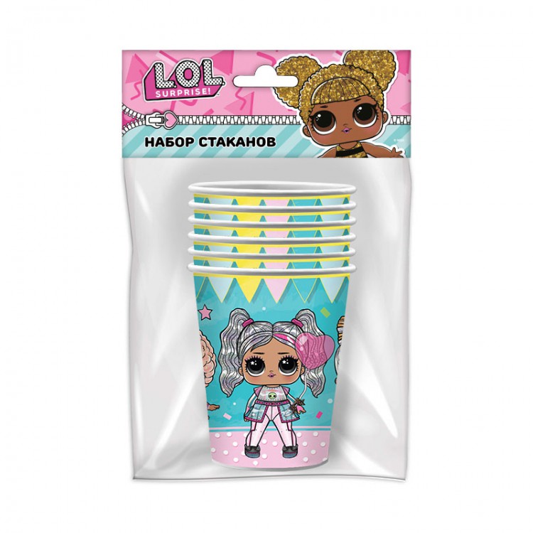LOL. Набор бумажных стаканов, бирюзовый (Present Surprise), 6 штук*250 мл.