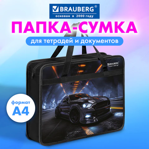 Папка на молнии с ручками BRAUBERG А4, 1 отделение, пластик, 80 мм, Папка на молнии с ручками BRAUBERG А4, 1 отделение, пластик, 80 мм,