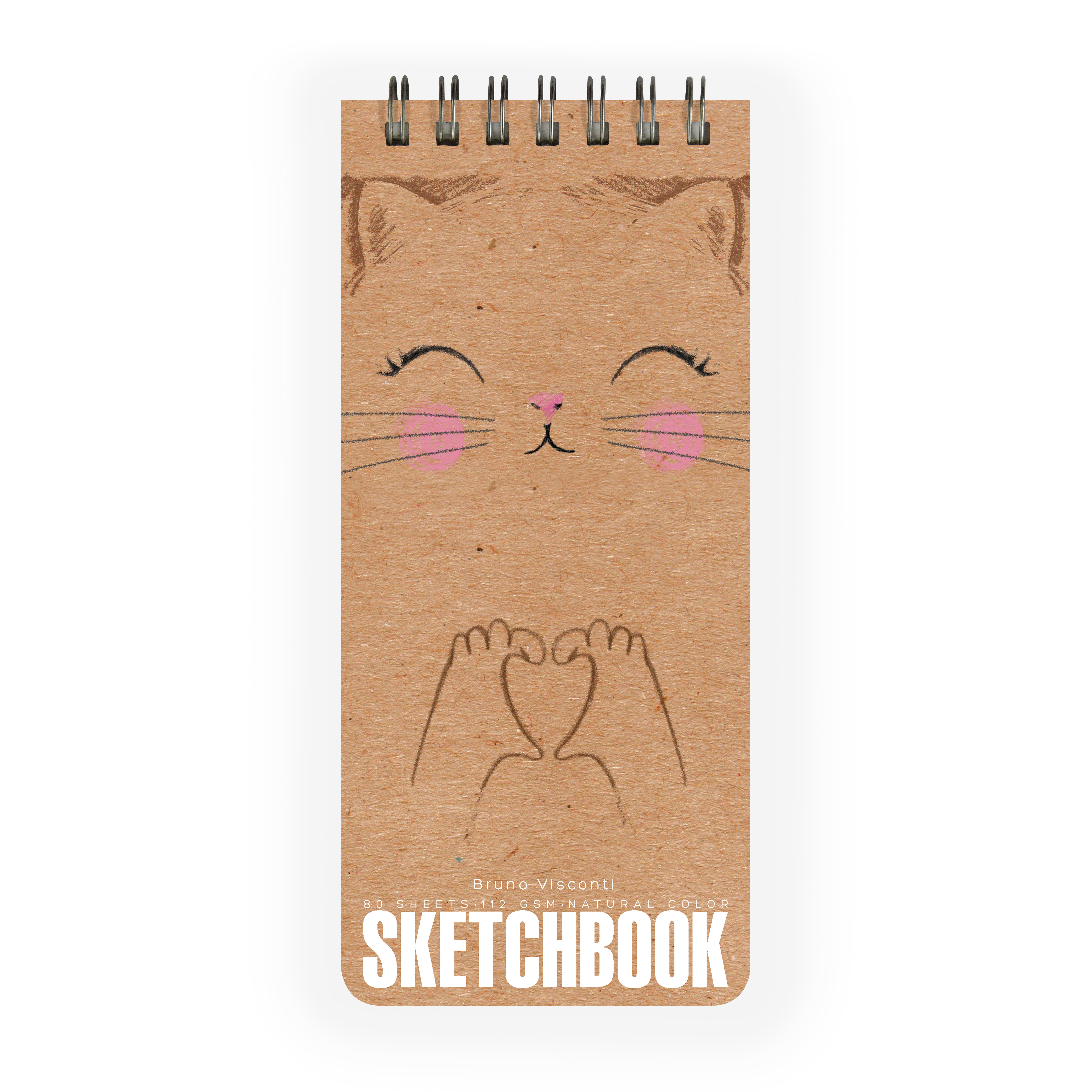 SKETCHBOOK BV, 105х220 мм, 80 Л.КРАФТ 125 гр, НА ГРЕБНЕ (6 ВИДОВ)