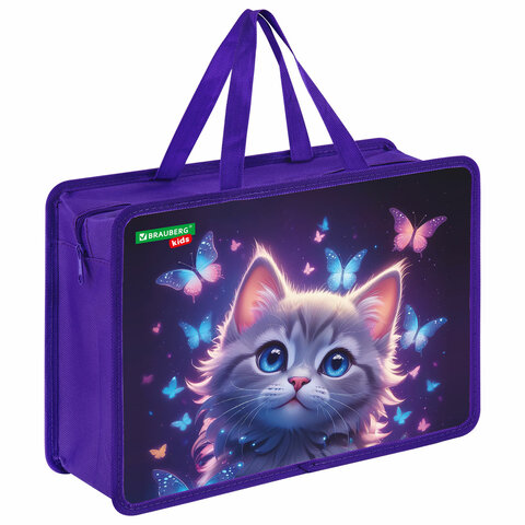 Папка на молнии с ручками BRAUBERG KIDS А4, 1 отделение, пластик, 100 мм, Папка на молнии с ручками BRAUBERG KIDS А4, 1 отделение, пластик, 100 мм,