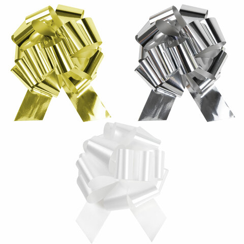 Бант-шар d = 15 см для подарка, НАБОР 3 шт., цвета металл серебристый, металл Бант-шар d = 15 см для подарка, НАБОР 3 шт., цвета металл серебристый, металл