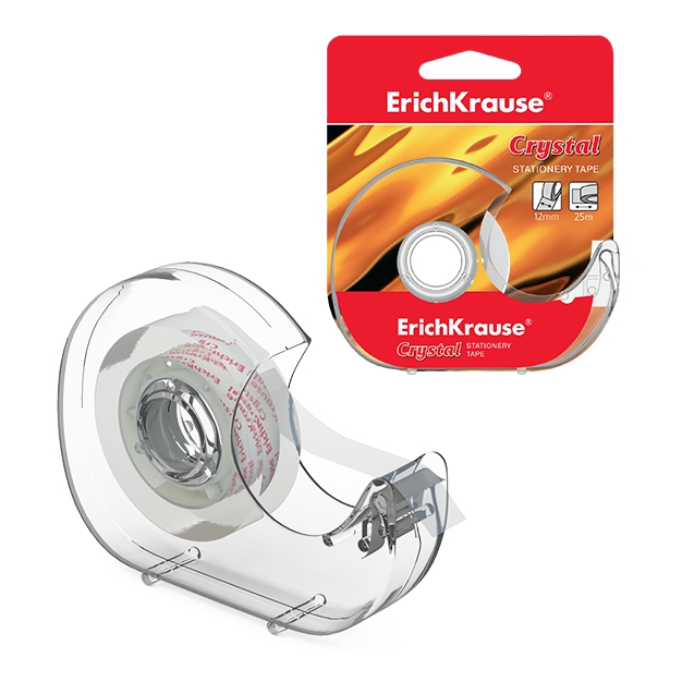 Клейкая лента в диспенсере Erich Krause Crystal, 12ммх25м (в коробке по 24 шт.) Клейкая лента в диспенсере Erich Krause Crystal, 12ммх25м (в коробке по 24 шт.)