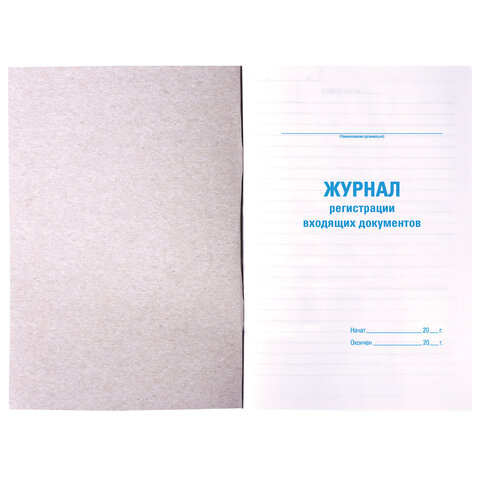 Журнал регистрации входящих документов, 48 л., А4, 198х278 мм, картон, офсет,