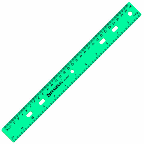 Линейка пластиковая 30 см, BRAUBERG "Crystal", тонированная, ассорти, Линейка пластиковая 30 см, BRAUBERG "Crystal", тонированная, ассорти,