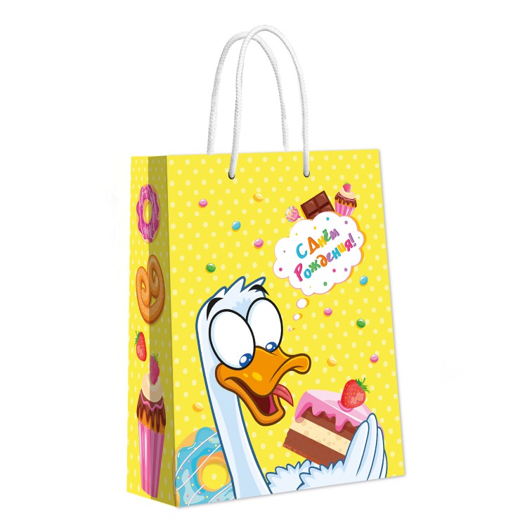 Пакет подарочный Гусь-сластена, 335*406*155 мм. Пакет подарочный Гусь-сластена, 335*406*155 мм.