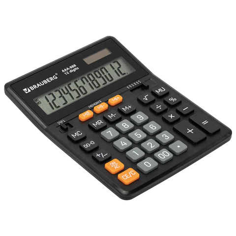 Калькулятор настольный BRAUBERG AAA-888 (202x159 мм), 12 разрядов, ЧЕРНЫЙ,