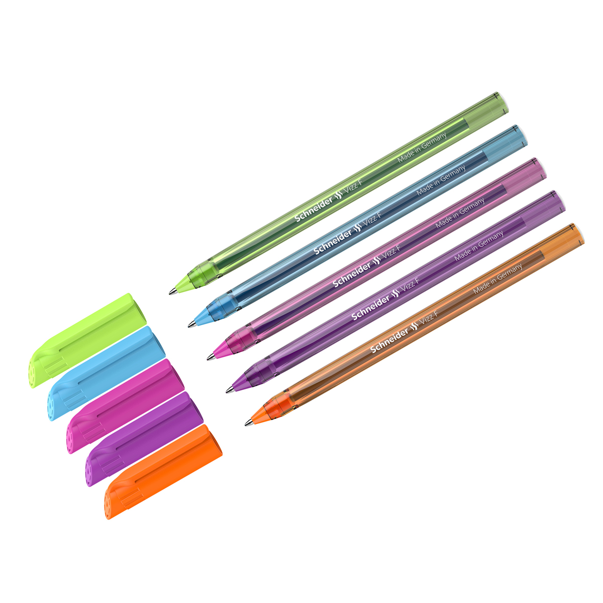 Ручка шариковая Schneider "Vizz F Neon" синяя, 0,8мм, прозрачный Ручка шариковая Schneider "Vizz F Neon" синяя, 0,8мм, прозрачный