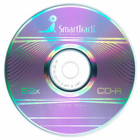 Диск CD-R SMARTTRACK, 700 Мб, 52x, Cake Box (упаковка на шпиле), КОМПЛЕКТ 50