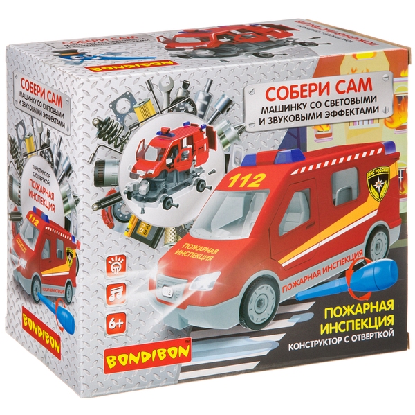 Конструктор с отверткой Bondibon, Собирай и Играй «ПОЖАРНАЯ ИНСПЕКЦИЯ», 55 дет. Конструктор с отверткой Bondibon, Собирай и Играй «ПОЖАРНАЯ ИНСПЕКЦИЯ», 55 дет.
