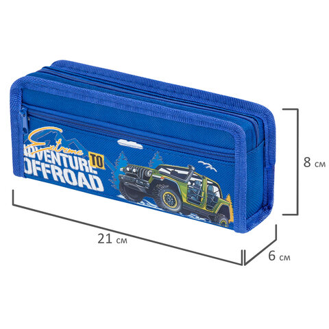 Пенал ЮНЛАНДИЯ ЮНИОР, 2 отделения, полиэстер, "Offroad", 21х8х6 см, Пенал ЮНЛАНДИЯ ЮНИОР, 2 отделения, полиэстер, "Offroad", 21х8х6 см,