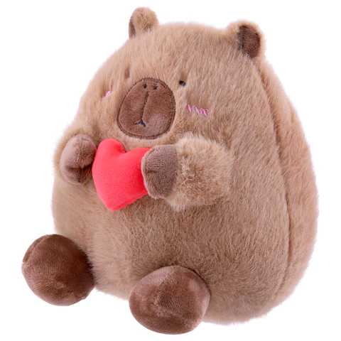 Игрушка мягкая "Капибара с сердечком", 20 см, цвет коричневый, WOOZOO Игрушка мягкая "Капибара с сердечком", 20 см, цвет коричневый, WOOZOO