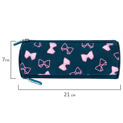 Пенал мягкий BRAUBERG, 3 отделения, нейлон, 21х7х7 см, "Elegant bow",