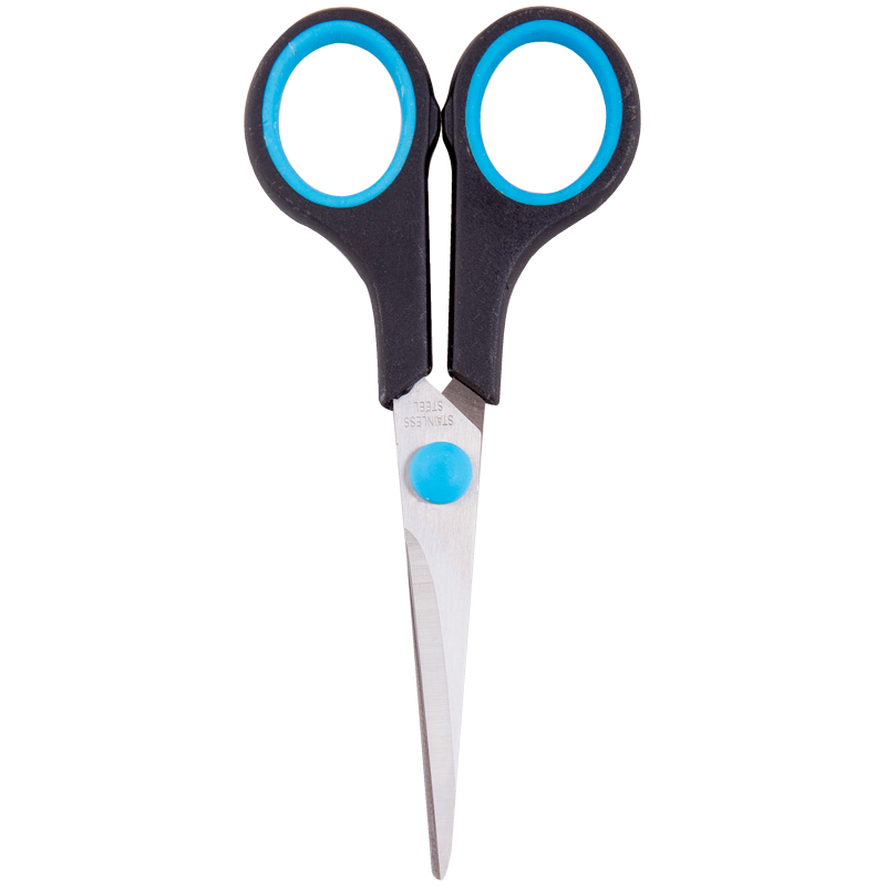 Ножницы OfficeSpace 14см, черные с синими вставками, ПВХ чехол с европодвесом. Ножницы OfficeSpace 14см, черные с синими вставками, ПВХ чехол с европодвесом.