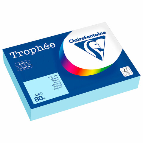 Бумага цветная CLAIREFONTAINE, А4, 80 г/м2, 500 л., пастель, небесно-голубой, Бумага цветная CLAIREFONTAINE, А4, 80 г/м2, 500 л., пастель, небесно-голубой,