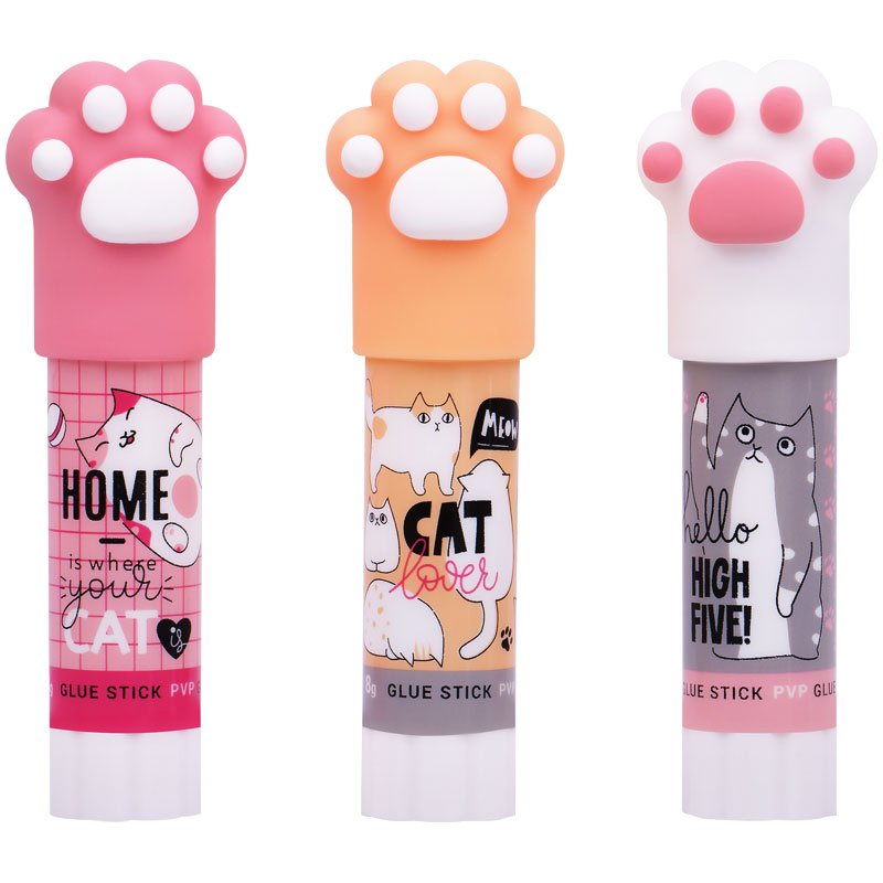 Клей-карандаш MeShu с топпером "Paw" ассорти, 8г., дисплей бокс, ПВП Клей-карандаш MeShu с топпером "Paw" ассорти, 8г., дисплей бокс, ПВП